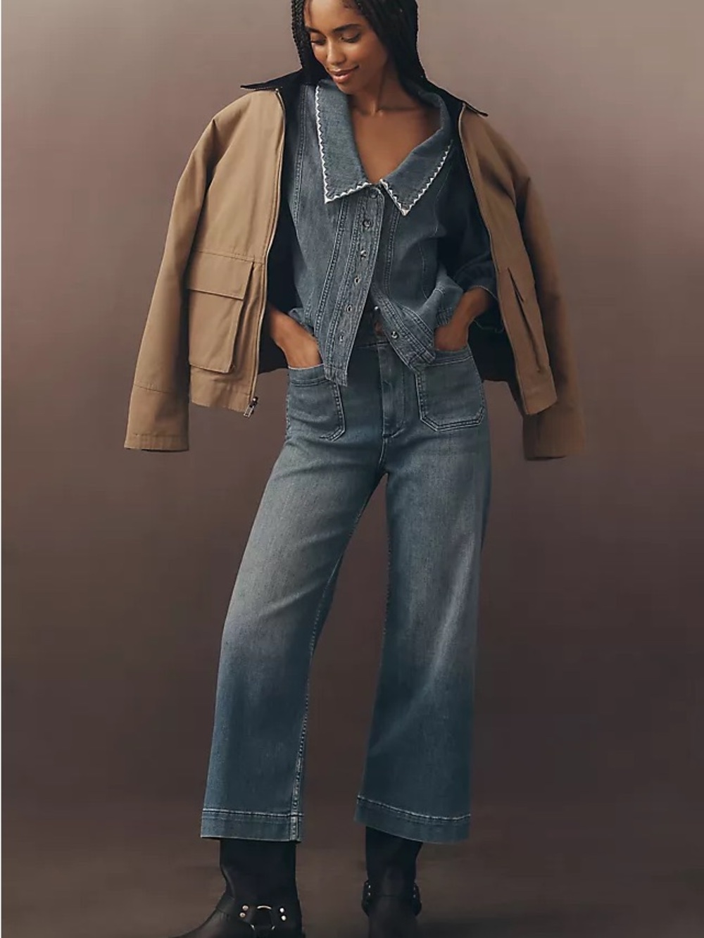 Maeve Colette wide leg cropped jeans petite